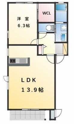 オーク玉縄A棟(1LDK/1階)の間取り写真