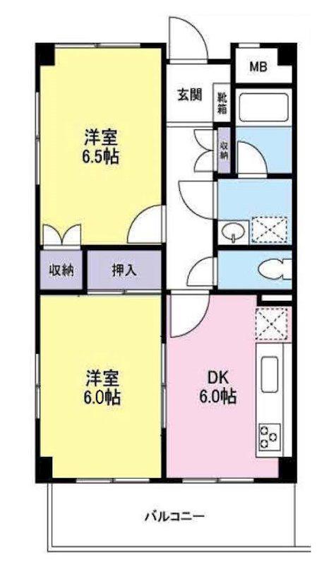 ルート立川(2DK/5階)の間取り写真