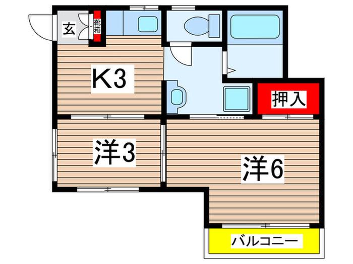 シャルマン・ラ・カーナ(2K/1階)の間取り写真