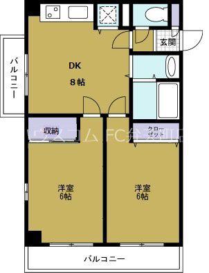区商協ビル(2DK/4階)の間取り写真