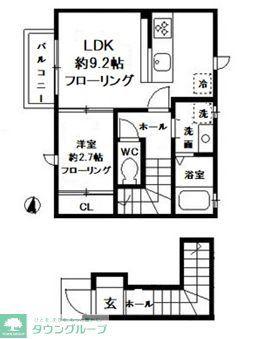 BONHEUR(1LDK/2階)の間取り写真