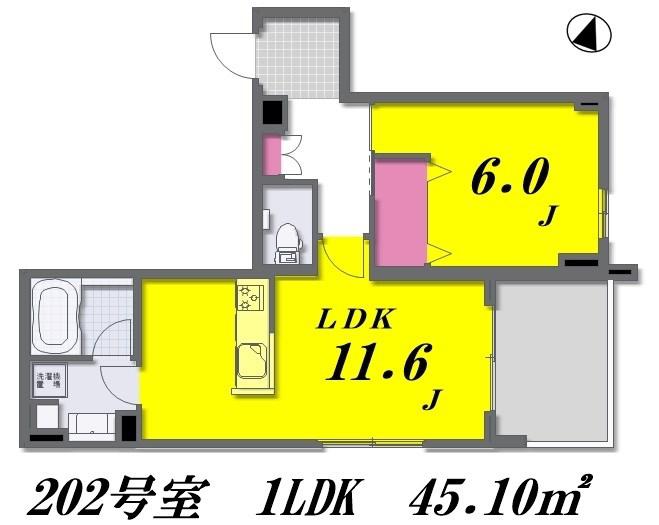 MAISON DE FRANCメゾン ド フラン(1LDK/2階)の間取り写真
