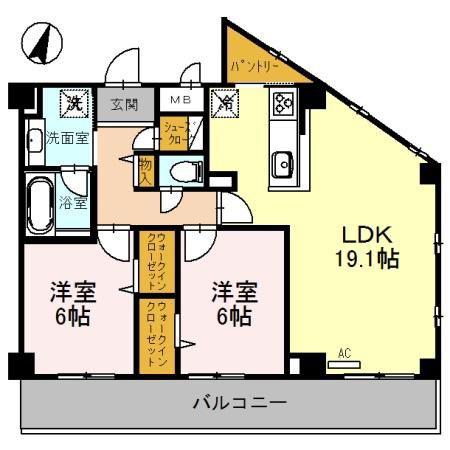 グランアネシス金澤(2LDK/7階)の間取り写真