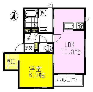 エクロール(1LDK/3階)の間取り写真