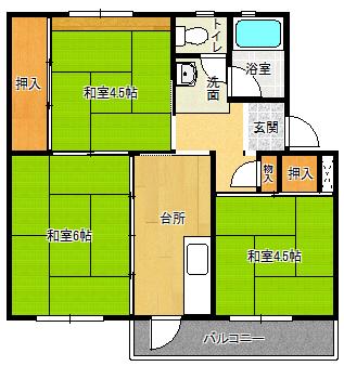 有野団地(3K/3階)の間取り写真
