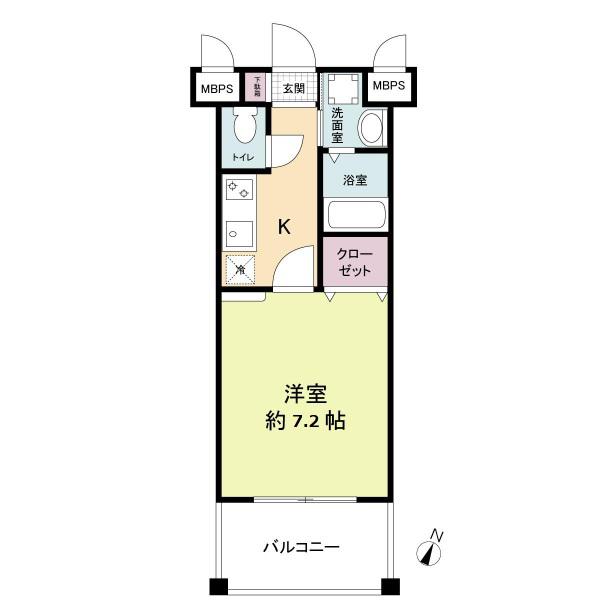 レジディア博多II(1K/5階)の間取り写真