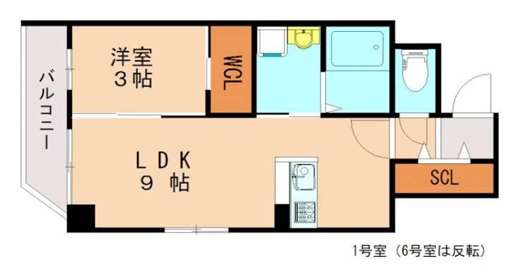 フィオーレ千早(1LDK/3階)の間取り写真