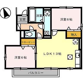 セゾンコート B棟(2LDK/1階)の間取り写真