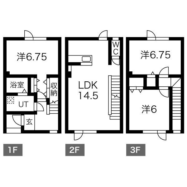WYNN発寒 C棟(3LDK/1階)の間取り写真