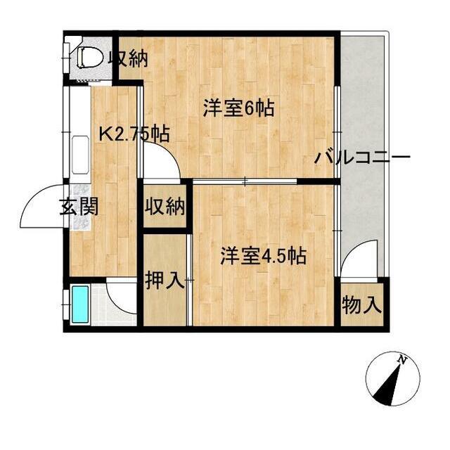 藤和荘(2K/2階)の間取り写真