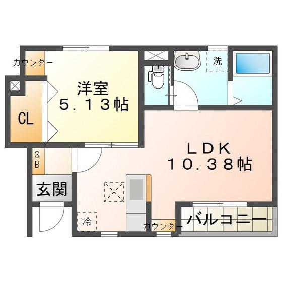 リーブルファイン日永(1LDK/1階)の間取り写真