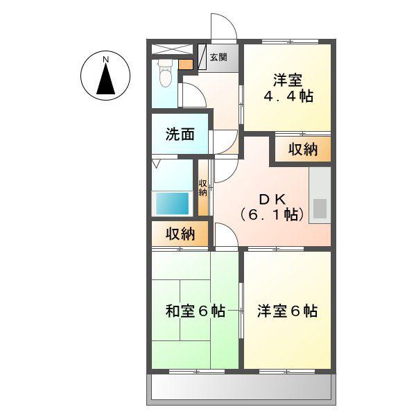 プレジールB(3DK/2階)の間取り写真
