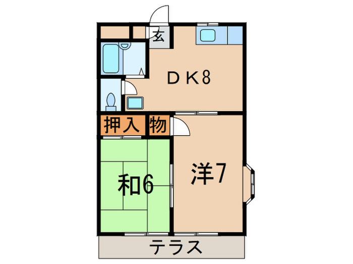 ブルービ-チ大船(2DK/1階)の間取り写真