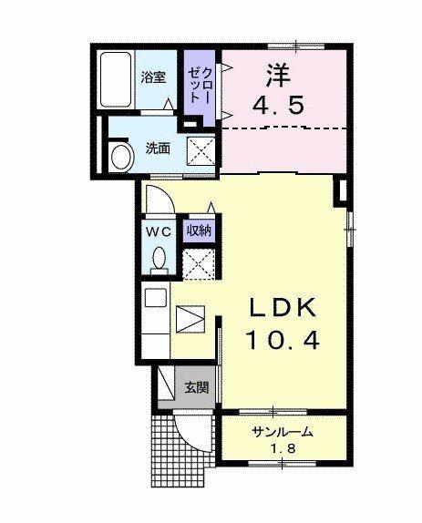 ソフィア・K2(1LDK/1階)の間取り写真