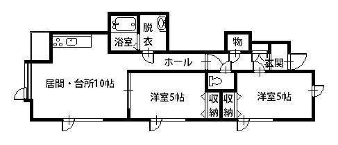 ハイツみなみ(2DK/1階)の間取り写真