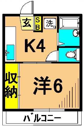 みなともハイツ南品川(1K/3階)の間取り写真