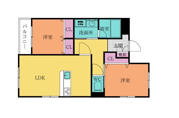 ロワール・イン柳原町(2LDK/3階)の間取り写真