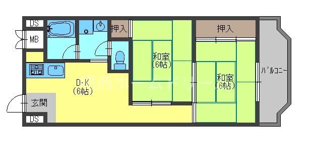 丸信リバーサイドコーポ1棟(2DK/7階)の間取り写真