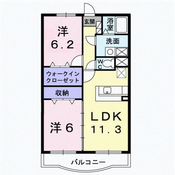 セントラル・アンフィニティC(2LDK/3階)の間取り写真
