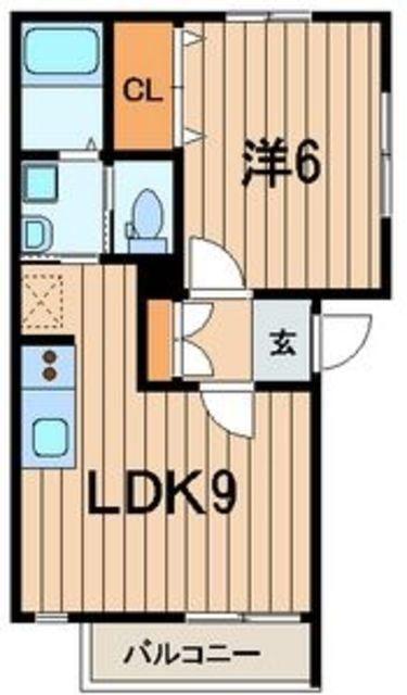 AVENIRWアヴェニールダブル(1LDK/2階)の間取り写真