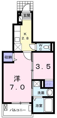ラ ナチュール(1K/1階)の間取り写真