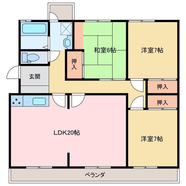 メゾネット一宮(3LDK/2階)の間取り写真
