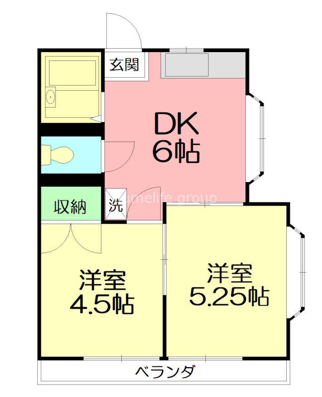 真壁ハイツ(2DK/2階)の間取り写真