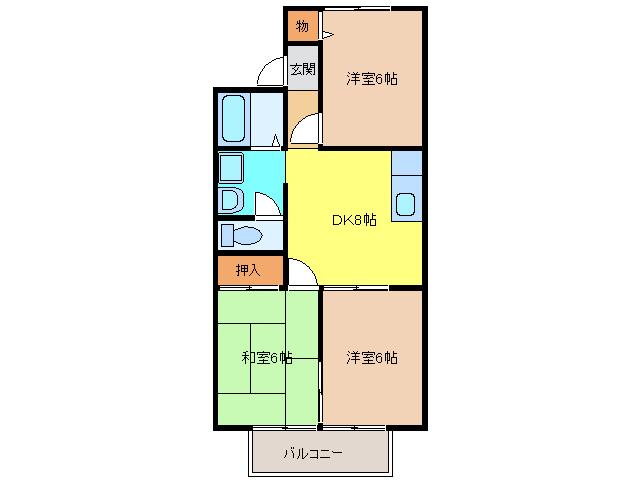 ブランニュー白山(3DK/1階)の間取り写真