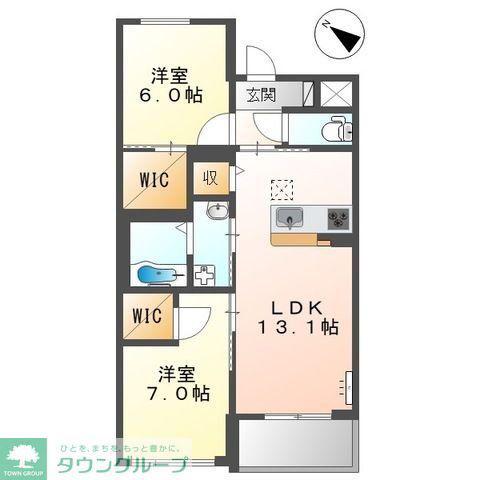 グリーンシャトー(2LDK/2階)の間取り写真