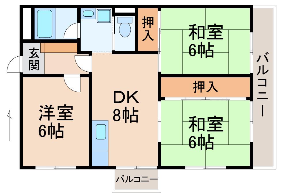センチュリーハイツ和歌浦(3DK/3階)の間取り写真