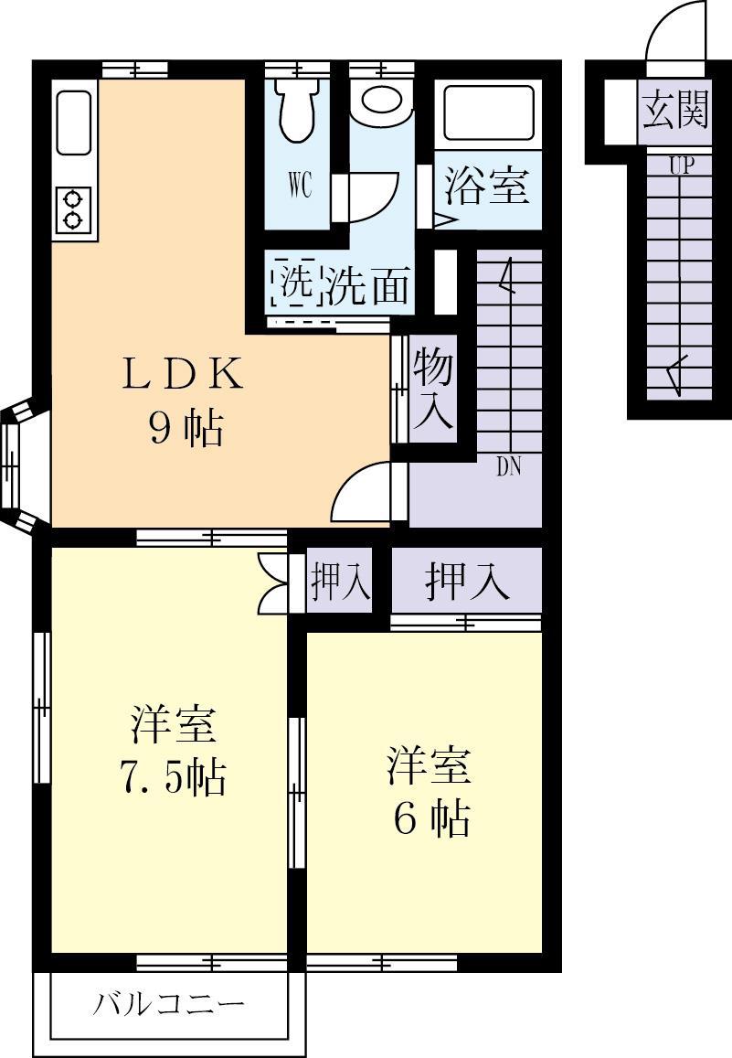 フォルテッシモ(2LDK/2階)の間取り写真