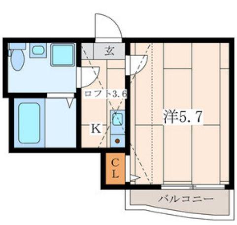 CASA COLINA峰沢町(1K/2階)の間取り写真