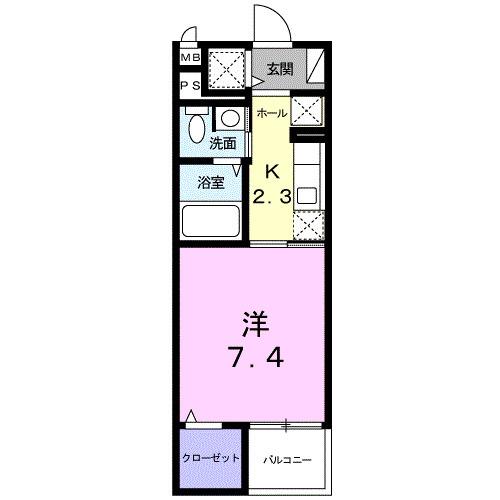 メルヴェーユ大成(1K/4階)の間取り写真