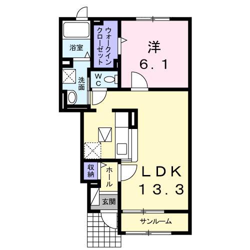 フルール・ブランシュIII(1LDK/1階)の間取り写真