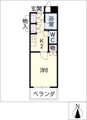 ウエスト POINT(1K/3階)の間取り写真