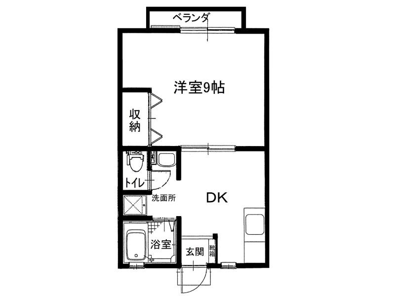 大野ハイツ1号地(1K/2階)の間取り写真