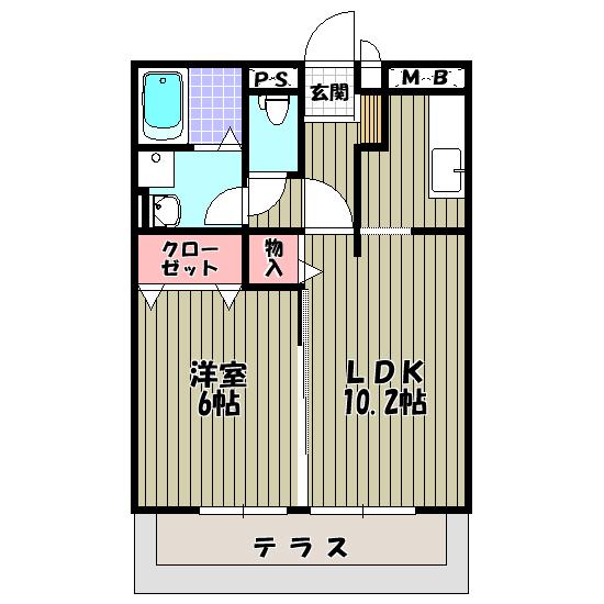 プチ・グリーン(1LDK/2階)の間取り写真