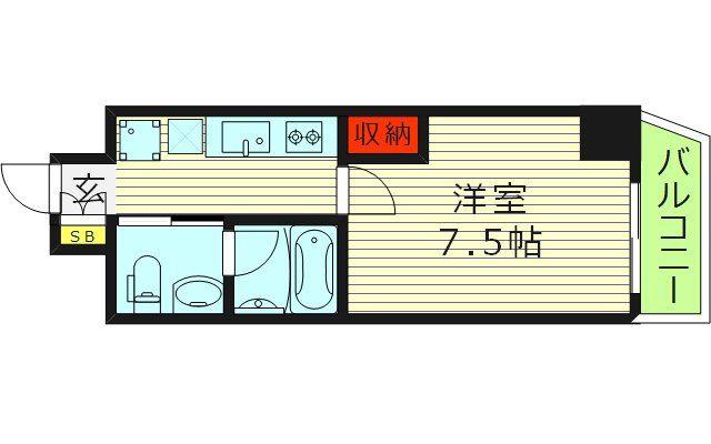 GOTTS大今里(1K/5階)の間取り写真
