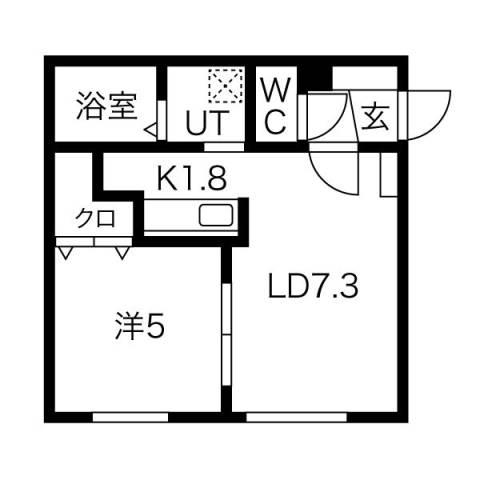 ALPHA中の島(1LDK/2階)の間取り写真