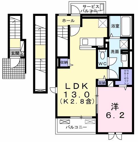 武蔵野ハイツ1(1LDK/3階)の間取り写真