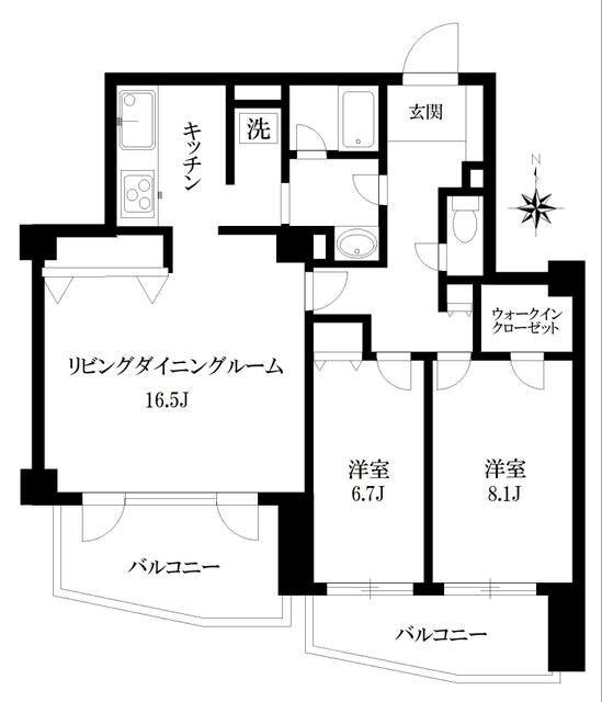 ヴィラアイレックス奥沢(2LDK/3階)の間取り写真