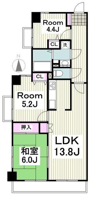 ヴェルデュール大倉山(3LDK/1階)の間取り写真