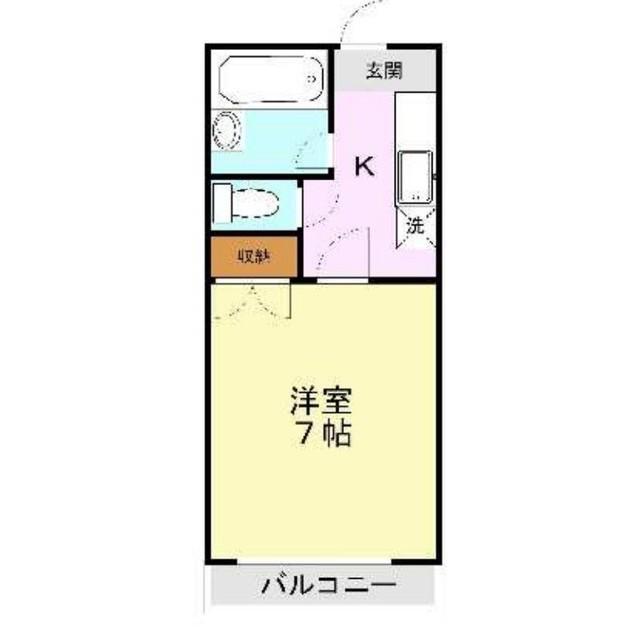 エレイネ黒髪(1K/2階)の間取り写真