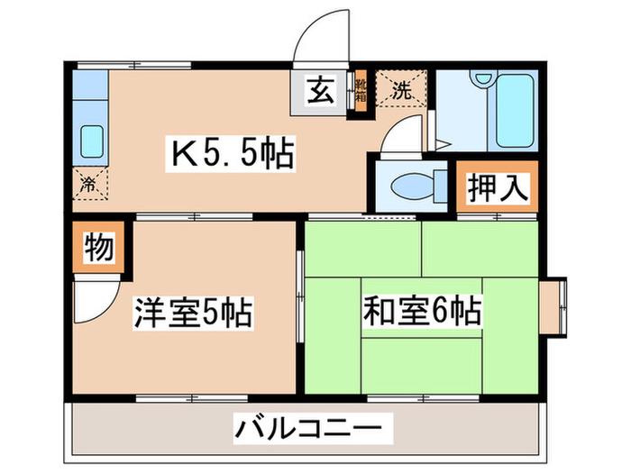 コーラルハイツ東本郷町弐番館(2K/2階)の間取り写真
