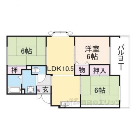 サニーハイツ高台(3LDK/3階)の間取り写真