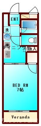 サンセール二軒屋 イースト(1K/3階)の間取り写真