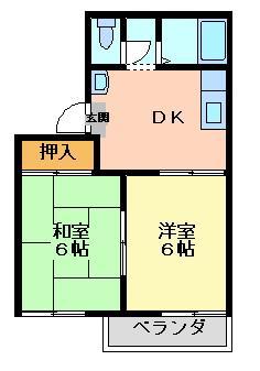 ルナ・アトウレA(2DK/1階)の間取り写真