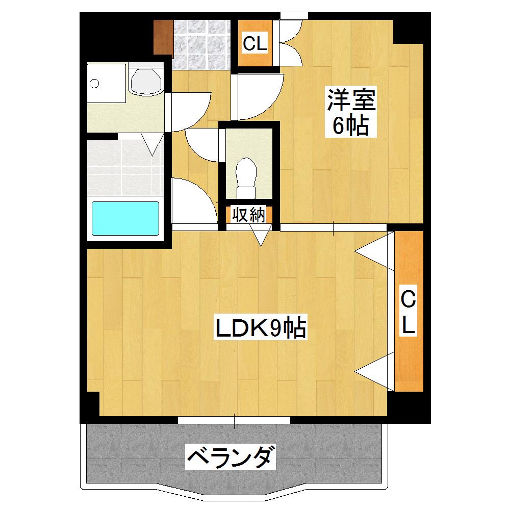 スクエアコート(1LDK/3階)の間取り写真