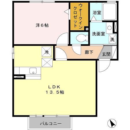 サンモールA(1LDK/1階)の間取り写真