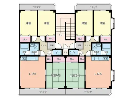 ドミール福島B(3LDK/1階)の間取り写真